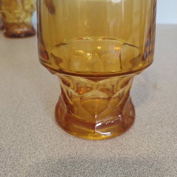 Viking Glass Georgian Pattern Amber Rocks Glasses, set of 4 - Picture 4 of 5